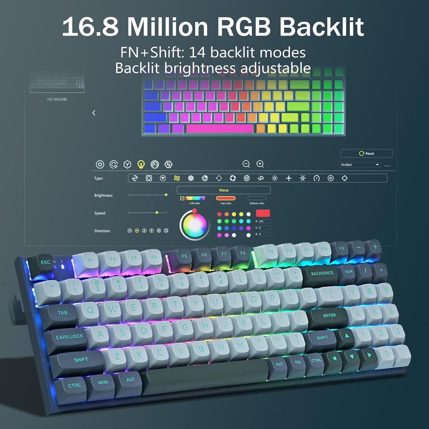 E-YOOSO HZ-94 Rapid Trigger Gaming Keyboard 8k Hz Polling Rate with Magnetic Red Switches Gray/Black 4 E-YOOSO HZ-94 Rapid Trigger Gaming Keyboard 8k Hz Polling Rate with Magnetic Red Switches Gray/Black - Image 4