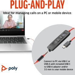 Poly Blackwire 3325 Wired Headset with USB A/C and 3.5mm Connector and Mic for PC & Work 7 Poly Blackwire 3325 Wired Headset with USB A/C and 3.5mm Connector and Mic for PC & Work - Image 3