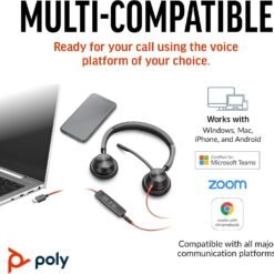 Alternative view of Poly Blackwire 3325 Wired Headset with USB A/C and 3.5mm Connector and Mic for PC & Work