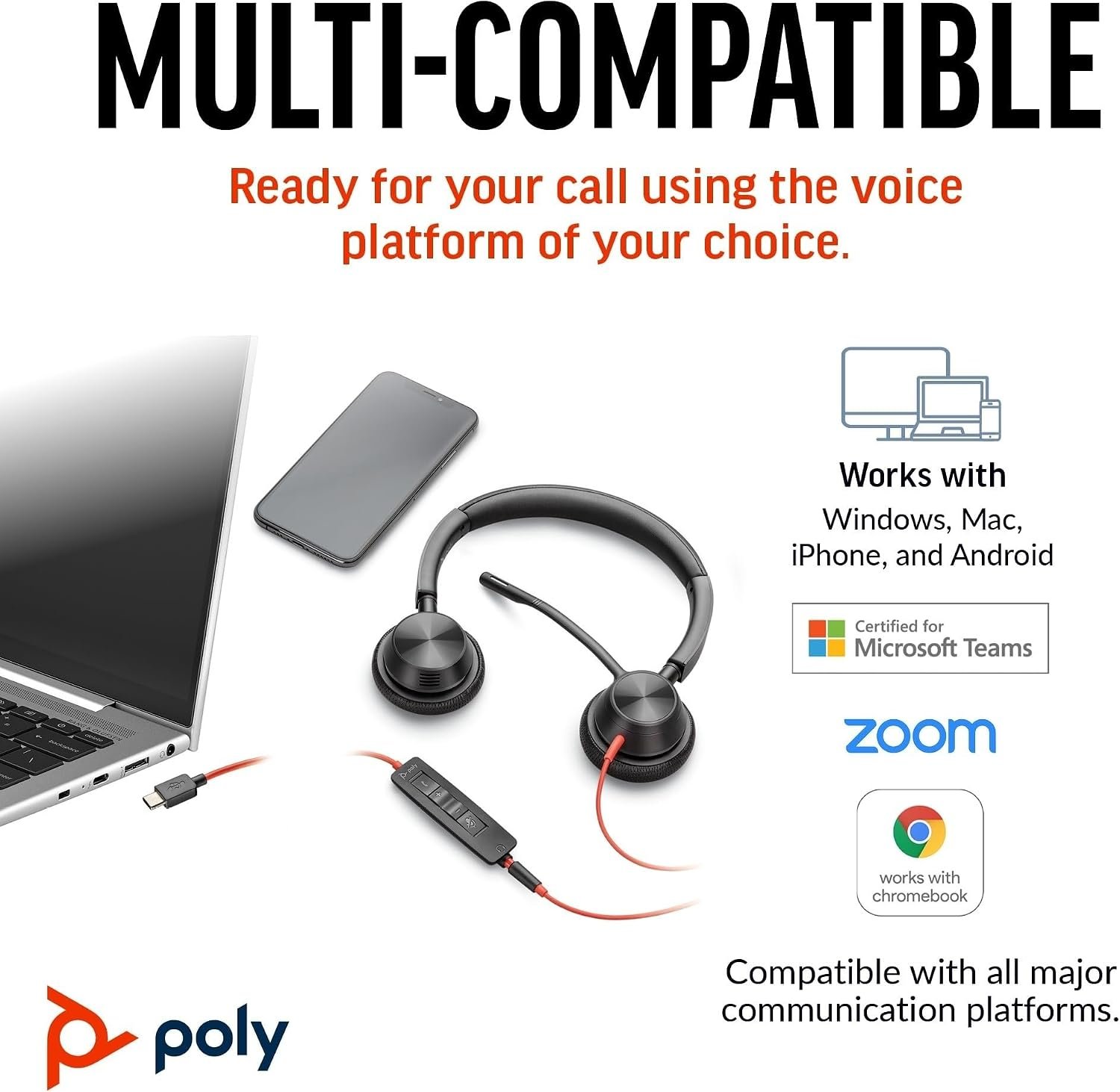 Poly Blackwire 3325 Wired Headset with USB A/C and 3.5mm Connector and Mic for PC & Work 2 Poly Blackwire 3325 Wired Headset with USB A/C and 3.5mm Connector and Mic for PC & Work - Image 2