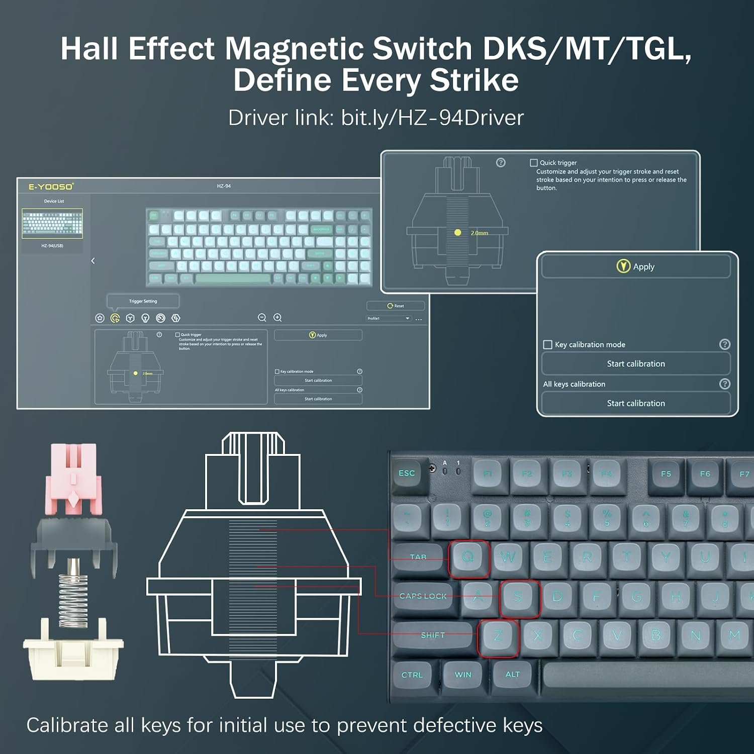 E-YOOSO HZ-94 Rapid Trigger Gaming Keyboard 8k Hz Polling Rate with Magnetic Red Switches Gray/Black 3 E-YOOSO HZ-94 Rapid Trigger Gaming Keyboard 8k Hz Polling Rate with Magnetic Red Switches Gray/Black - Image 3