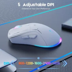 ONIKUMA CW917 Dual Mode Wireless RGB Gaming Mouse White 4800 DPI Rechargeable 6 Buttons Reliable Power Capacity - Image 3