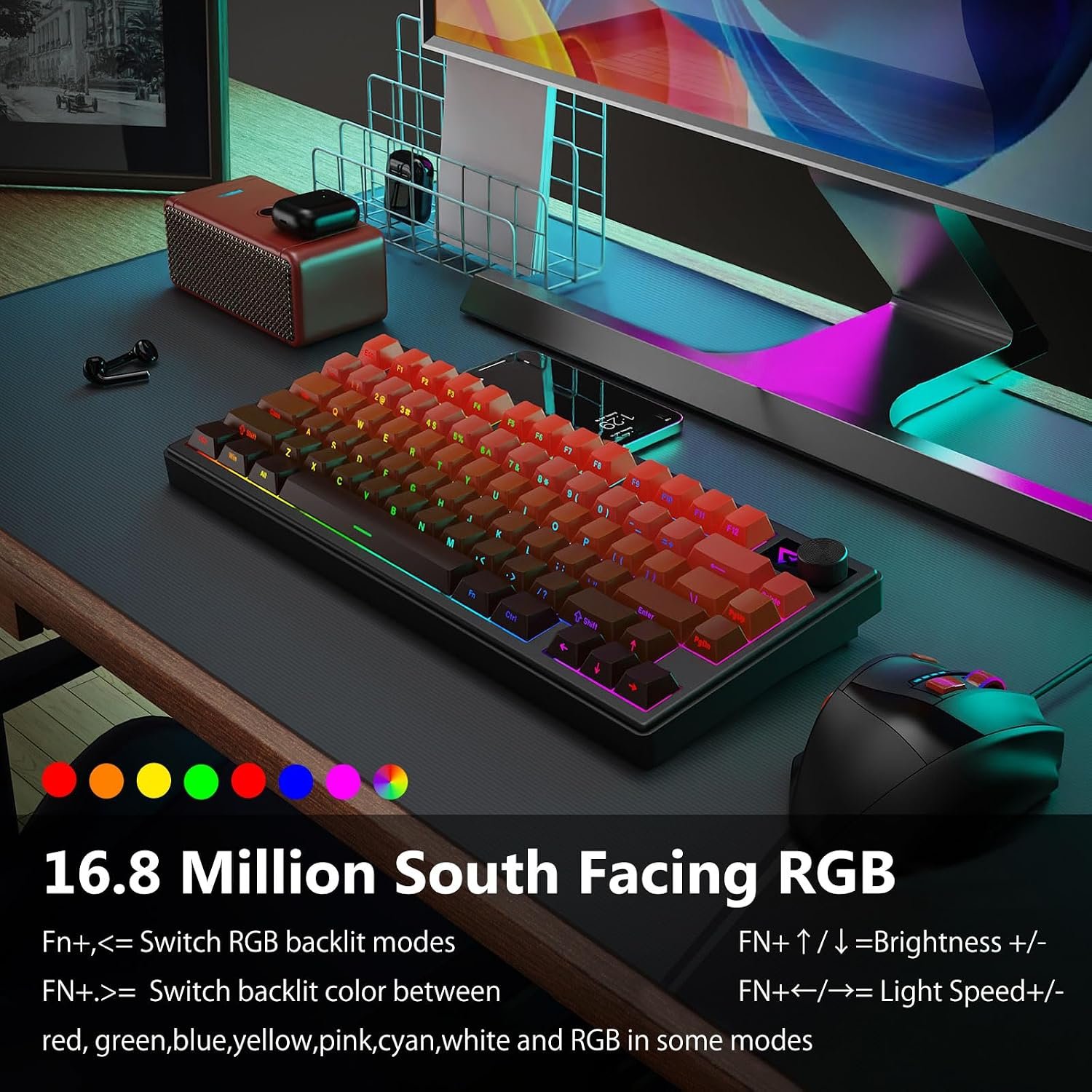 E-Yooso Z-79 Pro RGB Tri-Mode Mechanical Keyboard Gradient Red 79-Keys with Mint Mambo Switch Side Printed Keycaps 4 E-Yooso Z-79 Pro RGB Tri-Mode Mechanical Keyboard Gradient Red 79-Keys with Mint Mambo Switch Side Printed Keycaps - Image 4