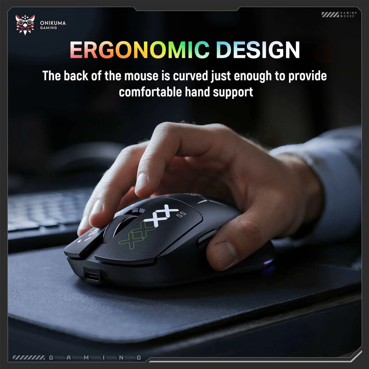 ONIKUMA DM03 Tri-Mode Wireless RGB Gaming Mouse Black with 12000Dpi and PAW3311 Sensor Rechargeable 4 ONIKUMA DM03 Tri-Mode Wireless RGB Gaming Mouse Black with 12000Dpi and PAW3311 Sensor Rechargeable - Image 4