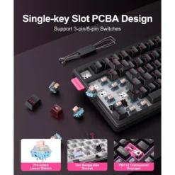 ONIKUMA MT706 Tri-Mode Wireless Mechanical Gaming Keyboard 81 Keys Hot-Swappable Linear Switches with Multimedia Knob 8 ONIKUMA MT706 Tri-Mode Wireless Mechanical Gaming Keyboard 81 Keys Hot-Swappable Linear Switches with Multimedia Knob - Image 3