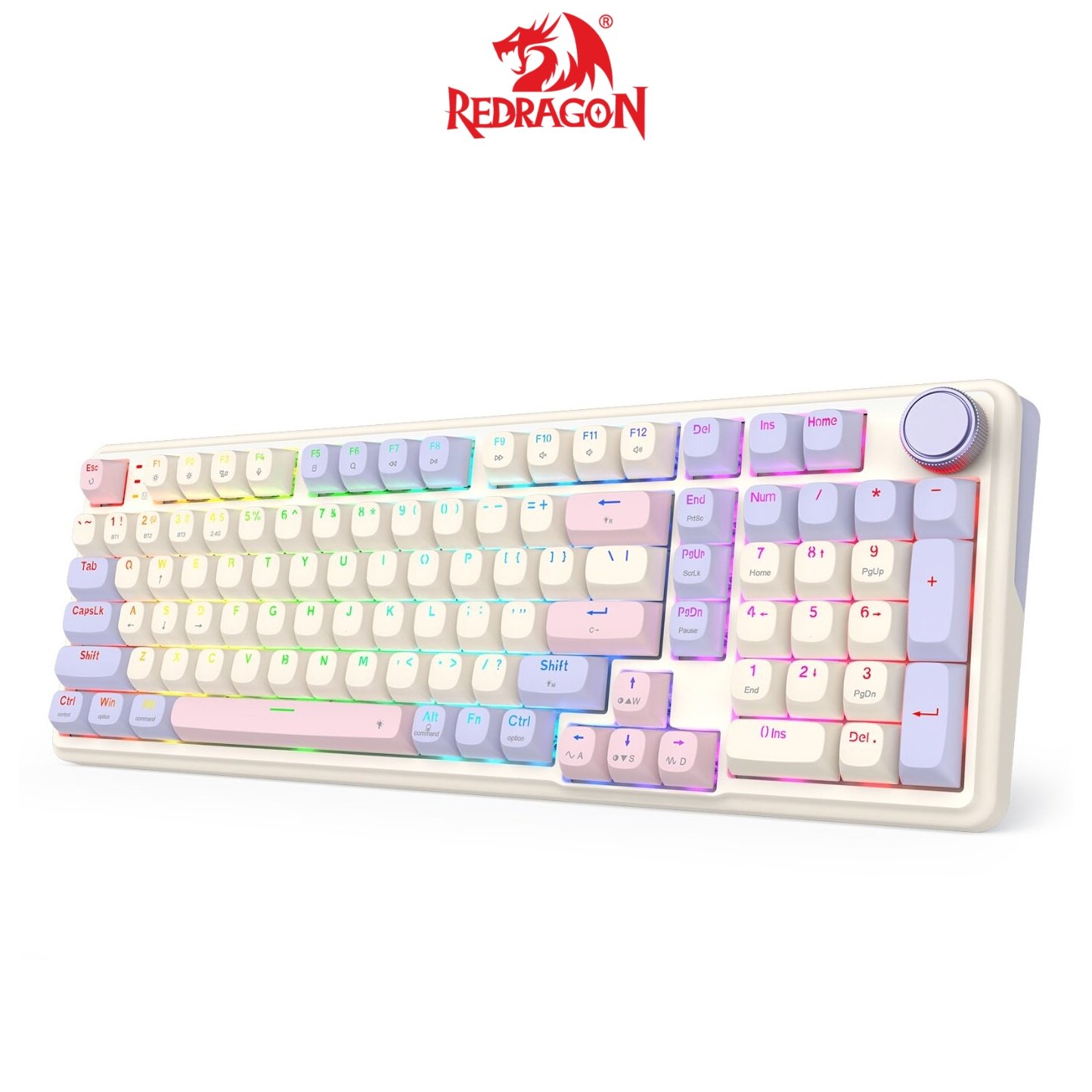 Redragon K768 EISA 100 RGB Tri-Mode Wireless Mechanical Gaming Keyboard Violet with Custom Yolk Linear Switch 1 Redragon K768