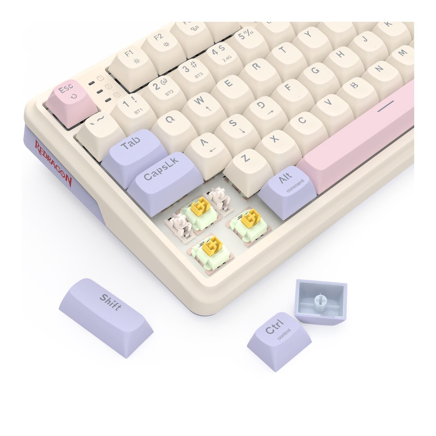 Redragon K768 EISA 100 RGB Tri-Mode Wireless Mechanical Gaming Keyboard Violet with Custom Yolk Linear Switch 5 Redragon K768 EISA 100 RGB Tri-Mode Wireless Mechanical Gaming Keyboard Violet with Custom Yolk Linear Switch - Image 5