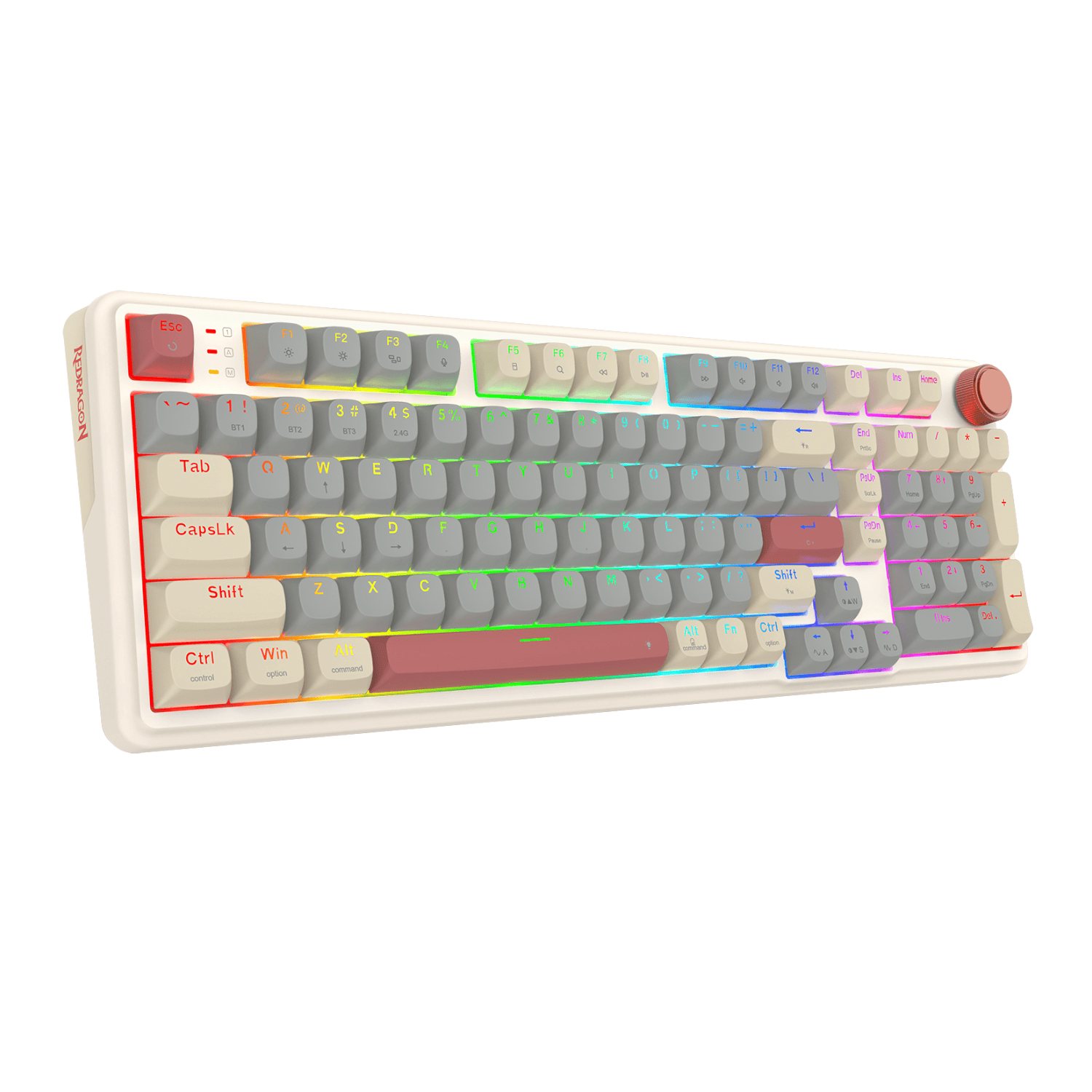 Redragon K768 EISA 100 Retro RGB Tri-Mode Wireless Mechanical Gaming Keyboard White Grey Red with Custom Yolk Linear Switch 3 Redragon K768 EISA 100 Retro RGB Tri-Mode Wireless Mechanical Gaming Keyboard White Grey Red with Custom Yolk Linear Switch - Image 3