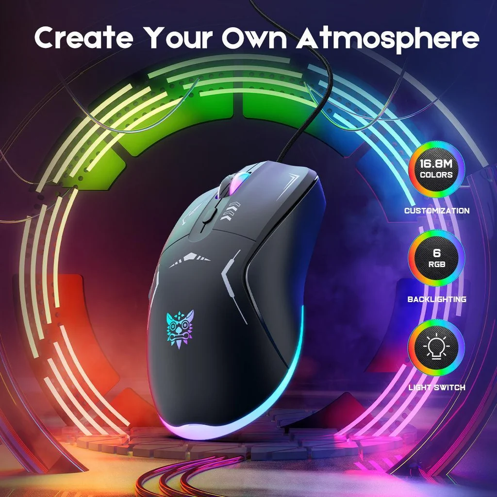 ONIKUMA CW917 RGB Wired Gaming Mouse with 3600Dpi and 7 RGB Dynamic Modes 5 ONIKUMA CW917