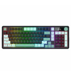 Alternative view of Redragon K768 PRO EISA 100 Tri-mode Wireless RGB Gaming Keyboard Black Green with TFT Screen & Knob Custom Yolk Liner Switches