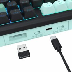 Redragon K768 PRO EISA 100 Tri-mode Wireless RGB Gaming Keyboard Black Green with TFT Screen & Knob Custom Yolk Liner Switches - Image 4