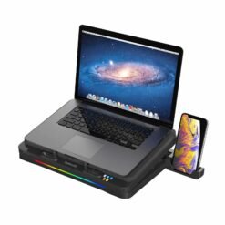 Alternative view of Redragon GCP512 WINDSEEKER RGB Laptop Cooling Pad with Phone Holder 5.9" High-Speed Fan for Rapid Cooling 15-17" Laptop Compatibility