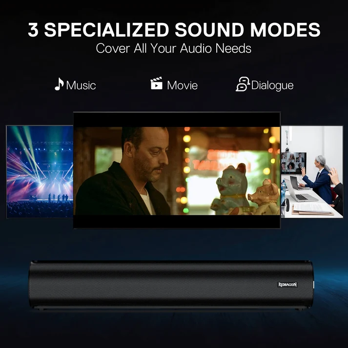 Redragon GS821 AIRBURST Bluetooth Gaming Speaker Soundbar with Remote BT 5.3 & Wired Optical/HDMI ARC/AUX/USB Connection Support 16 Redragon GS821