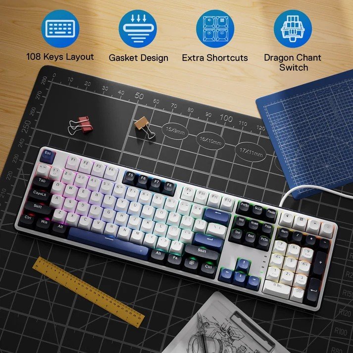 Redragon K689 WYVERN RGB Wired Mechanical Keyboard Full Size Upgraded Hot-swappable Socket Custom Linear Switch 6 Redragon K689