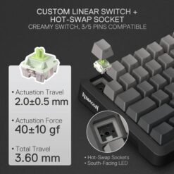 Alternative view of Redragon K724SP PRO BEHEMOTH Wireless Mechanical RGB Gaming Keyboard 75% Layout 3-Mode Connectivity Linear Mint Mambo Switch