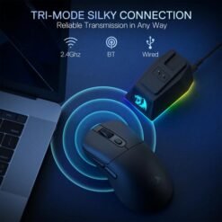 Redragon M998 STD EBONY Tri-Mode Wireless Gaming Mouse with RGB Charging Dock 24000Dpi 5 Programmable Buttons - Image 6