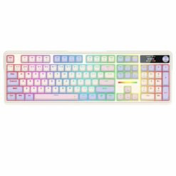 Alternative view of Redragon K762 PRO TERRAFLARE RGB Wireless Mechanical Gaming Keyboard Violet with LCD Screen & Volume Knob 3-Mode Connectivity
