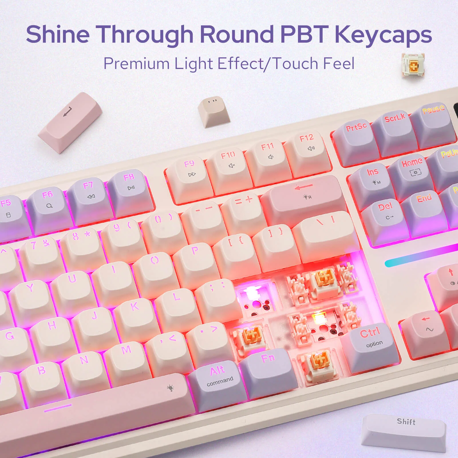 Redragon K762 PRO TERRAFLARE RGB Wireless Mechanical Gaming Keyboard Violet with LCD Screen & Volume Knob 3-Mode Connectivity 5 Redragon K762 PRO