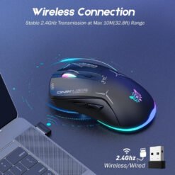 Alternative view of ONIKUMA CW917 Dual Mode Wireless RGB Gaming Mouse Black 4800 DPI Rechargeable 6 Buttons Reliable Power Capacity