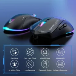 ONIKUMA CW917 Dual Mode Wireless RGB Gaming Mouse Black 4800 DPI Rechargeable 6 Buttons Reliable Power Capacity - Image 5