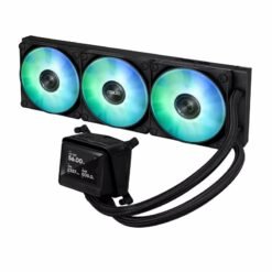 Alternative view of ASUS MAX Gaming LC 360 ARGB LCD Black all-in-one CPU liquid Cooler with advanced cooling performance, vivid 2.4” IPS screen, pre-installed ARGB fans and Aura lighting