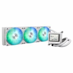 Alternative view of ASUS MAX Gaming LC 360 ARGB LCD White all-in-one CPU liquid Cooler with advanced cooling performance, vivid 2.4” IPS screen, pre-installed ARGB fans and Aura lighting