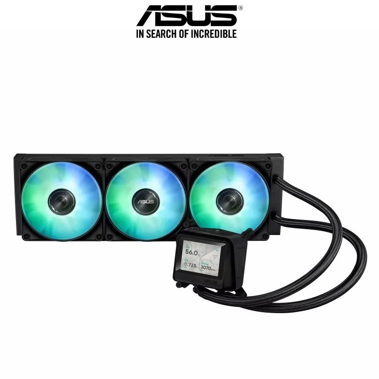 ASUS MAX Gaming LC 360 ARGB LCD Black all-in-one CPU liquid Cooler with advanced cooling performance, vivid 2.4” IPS screen, pre-installed ARGB fans and Aura lighting 1 ASUS MAX Gaming LC 360 ARGB LCD Black
